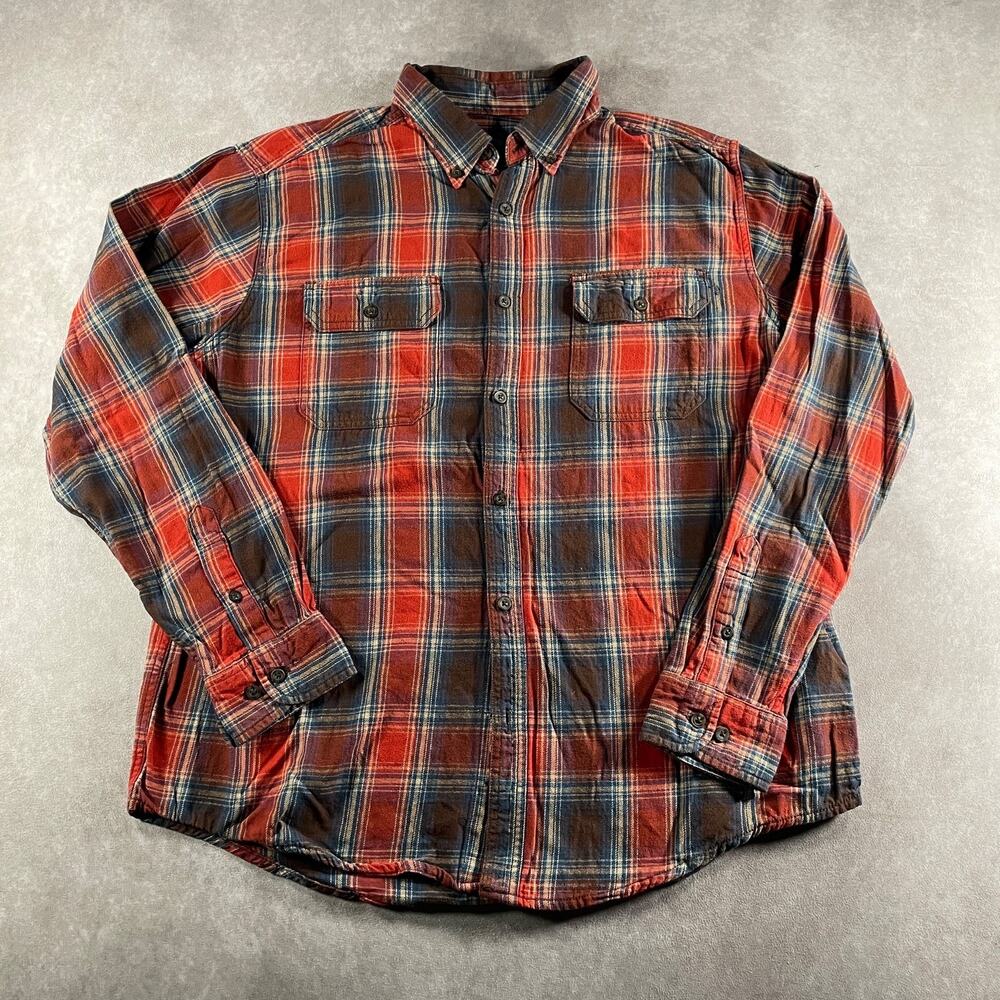 Faded Glory Flannel Shirt Multicolor Red Plaid Men Size Large Casual Button Down